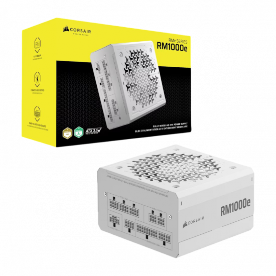 CORSAIR RM1000e 1000w ATX 3.1 Cybenetics Platinum Fully Modular Power Supply - White