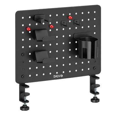 Devo Gaming Clamp-on Desk Pegboard Black Devo Gaming Clamp-on Desk Pegboard Black