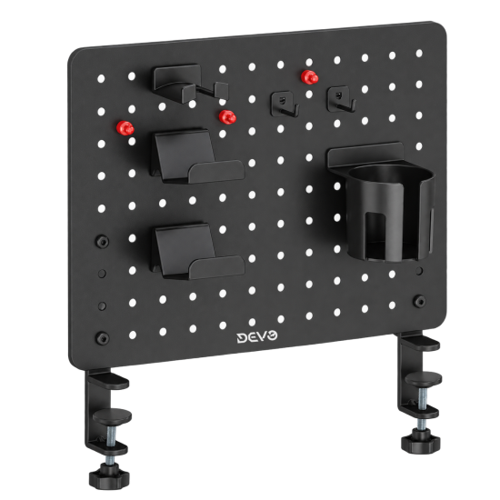 Devo Gaming Clamp-on Desk Pegboard Black