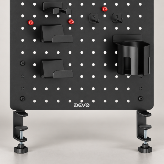 Devo Gaming Clamp-on Desk Pegboard Black