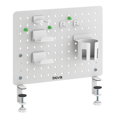 Devo Gaming Clamp-on Desk Pegboard White Devo Gaming Clamp-on Desk Pegboard White