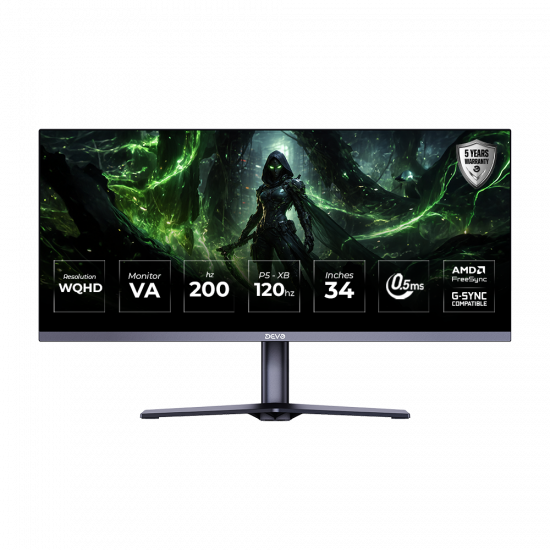 Devo Gaming Monitor - DQV34200 - 34" Curved VA 3440x1440 200Hz 0.5ms