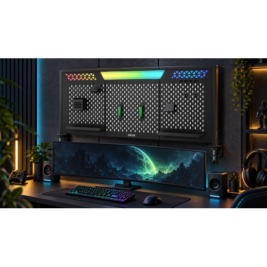 Devo Gaming Clamp-on Desk Glow Pegboard Devo Gaming Clamp-on Desk Glow Pegboard
