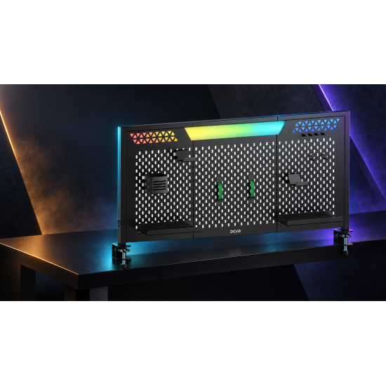 Devo Gaming Clamp-on Desk Glow Pegboard Devo Gaming Clamp-on Desk Glow Pegboard