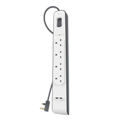 Belkin 4 Outlets 2M Surge Protection Strip with 2 USB Ports