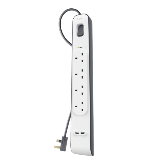 Belkin 4 Outlets 2M Surge Protection Strip with 2 USB Ports