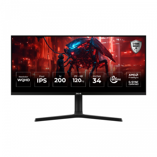 Devo Gaming Monitor - DQI34200 - 34" IPS WQHD 200hz 0.5ms