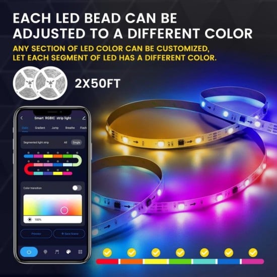 Smart LED Strip Light Dream Color 10M 180LEDs RGBIC - Tuya WiFi Smart LED Strip Light Dream Color 10M 180LEDs RGBIC - Tuya WiFi
