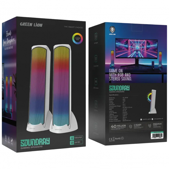 Green Lion Soundray Gaming Speakers - White