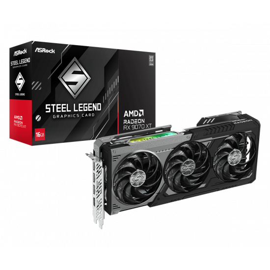 ASRock Steel Legend Dark Radeon RX 9070 XT 16GB GPU ASRock Steel Legend Dark Radeon RX 9070 XT 16GB GPU