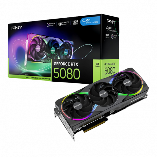 PNY RTX 5080 16GB ARGB EPIC-X OC Triple Fan GPU