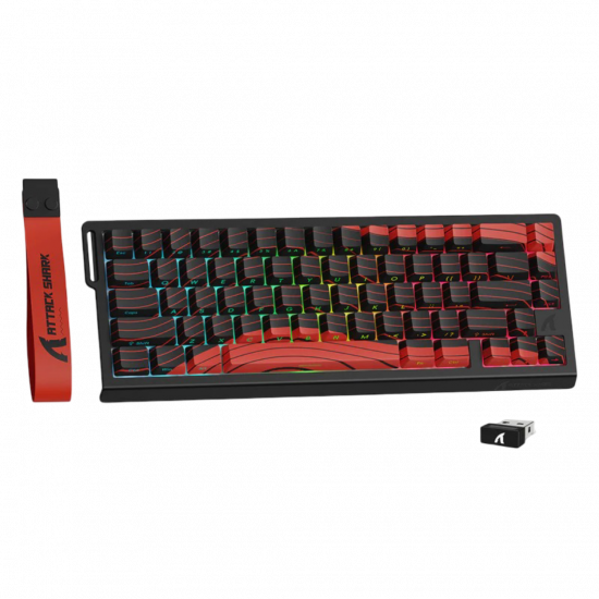 Attack Shark X68Pro HE RGB Tri-Mode Mechanical Keyboard - Magnetic Switch - Black / Red Contours Attack Shark X68Pro HE RGB Tri-Mode Mechanical Keyboard - Magnetic Switch - Black / Red Contours