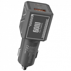 Green Lion Dual Volt Car Charger PD+QC 60W C to C 1m Cable - Gray Green Lion Dual Volt Car Charger PD+QC 60W C to C 1m Cable - Gray