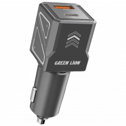 Green Lion Dual Volt Car Charger PD+QC 60W C to C 1m Cable - Gray