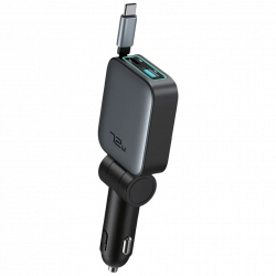Green Lion Retractable 72W Car Charger PD 45W - Black