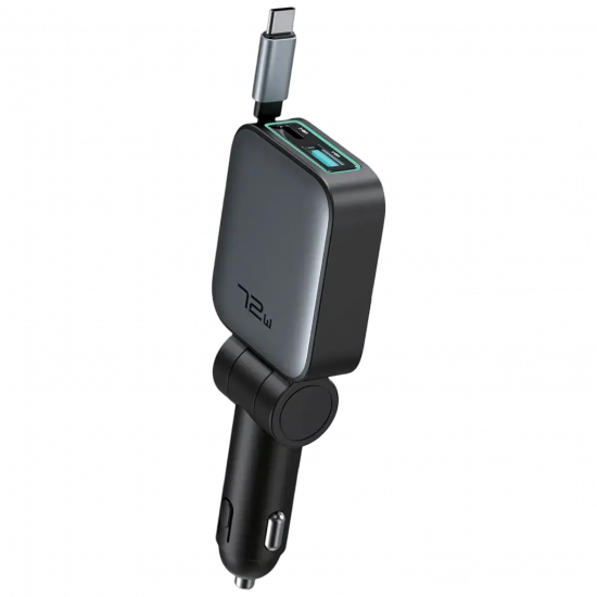 Green Lion Retractable 72W Car Charger PD 45W - Black Green Lion Retractable 72W Car Charger PD 45W - Black