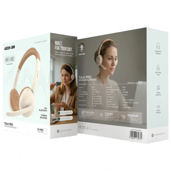 Green Lion Talk Pro Wireless Headphone - Beige Green Lion Talk Pro Wireless Headphone - Beige