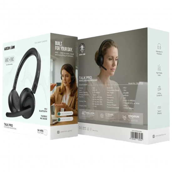 Green Lion Talk Pro Wireless Headphone - Black