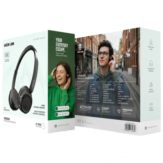 Green Lion Urban Wireless Headphone - Black
