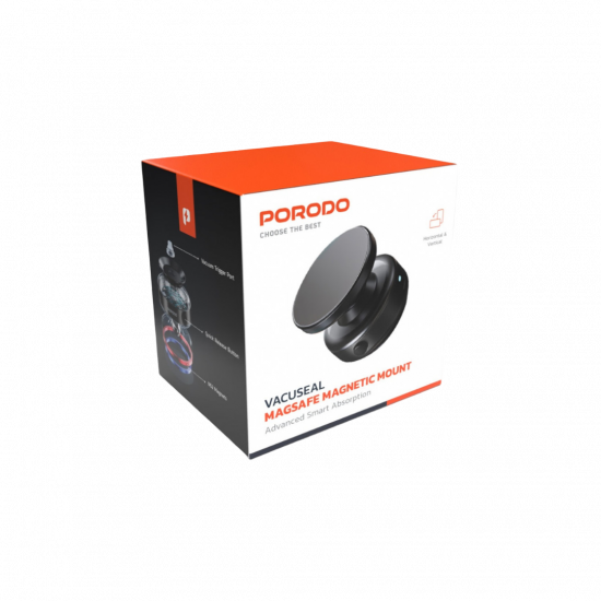 Porodo Auto Electric Suction Magsafe Mount - Black Porodo Auto Electric Suction Magsafe Mount - Black