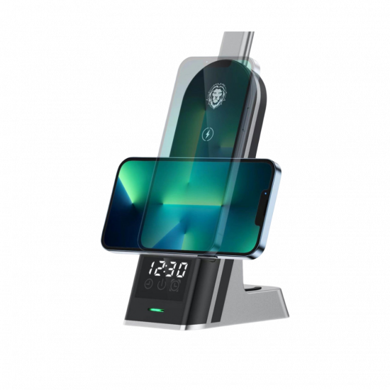 Green Lion 7 in 1 Dual Coil Max Wireless Charger 15W - Black Green Lion 7 in 1 Dual Coil Max Wireless Charger 15W - Black