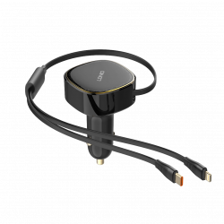 LDNIO C107 Dual-Cable 30W Car Charger Lightning + Type-C