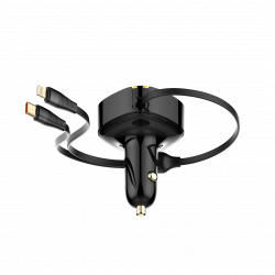 LDNIO C107 Dual-Cable 30W Car Charger Lightning + Type-C