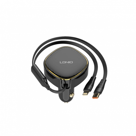 LDNIO C107 Dual-Cable 30W Car Charger Lightning + Type-C