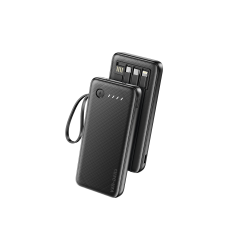 Ven-Dens 10000mAh Power Bank with LED Light & Built-in Cables - Black Ven-Dens 10000mAh Power Bank with LED Light & Built-in Cables - Black