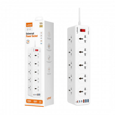 LDNIO SC10610C 10-Outlet Power Strip + 6 USB Ports UK