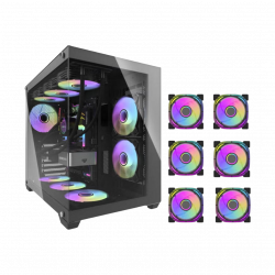 darkFlash C285P V2 ATX Case with 6 Fans - Black