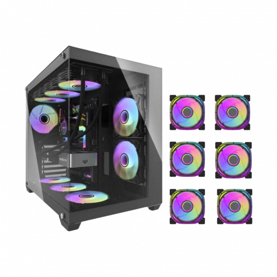 darkFlash C285P V2 ATX Case with 6 Fans - Black darkFlash C285P V2 ATX Case with 6 Fans - Black