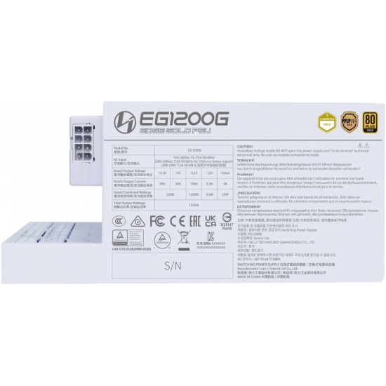 Lian Li Edge 80 Plus Gold 1200W Power Supply (with USB Hub) - White Lian Li Edge 80 Plus Gold 1200W Power Supply (with USB Hub) - White