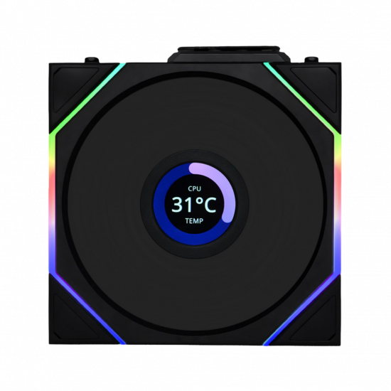 Lian Li Uni Fan TL-LCD ARGB PWM 120mm Wireless - Triple Pack (No Controller) - Black