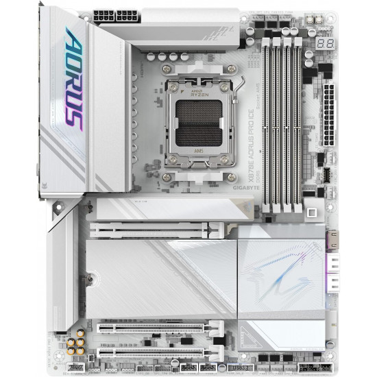 Gigabyte X870E Aorus Pro Ice Motherboard - White Gigabyte X870E Aorus Pro Ice Motherboard - White