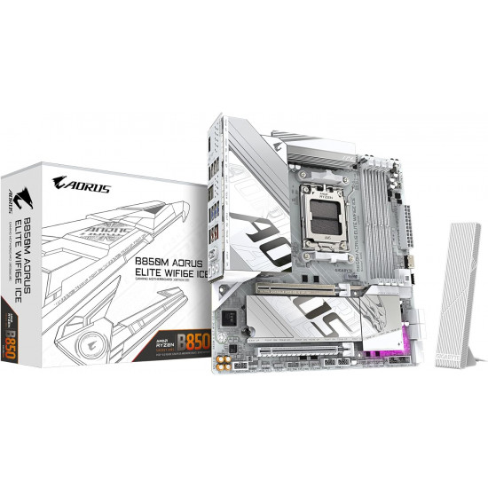 Gigabyte B850M A ELT WF6E Ice Motherboard - White Gigabyte B850M A ELT WF6E Ice Motherboard - White