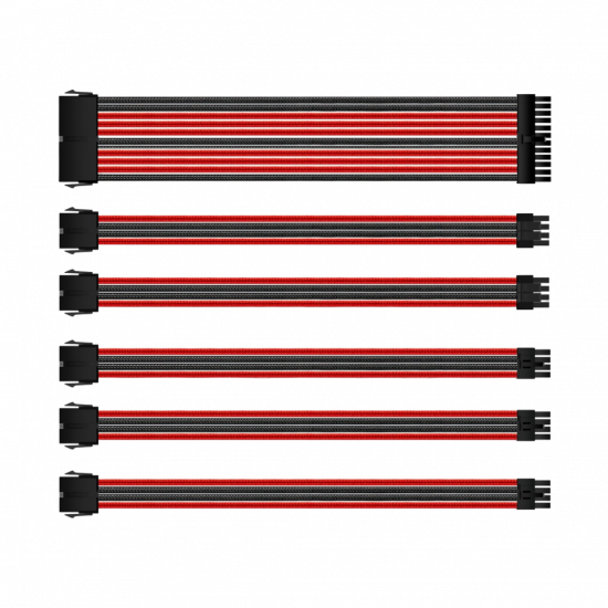 Mod Sleeve Extension Power Supply Cable Kit - Black/Red Mod Sleeve Extension Power Supply Cable Kit - Black/Red