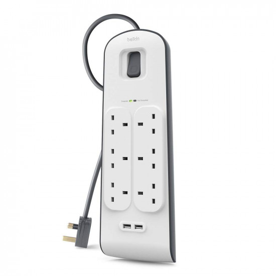 Belkin 6 Outlets 2M Surge Protection Strip with 2 USB Ports