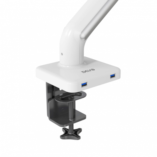 Devo Gaming Monitor Arm - Flexi Pro 1 - White/Silver Devo Gaming Monitor Arm - Flexi Pro 1 - White/Silver