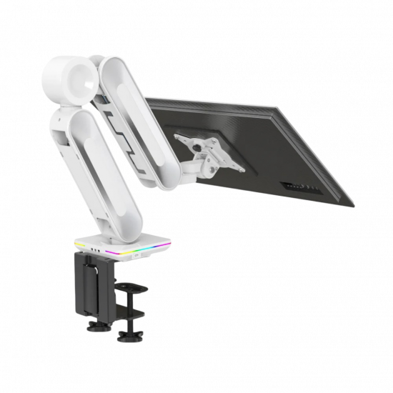 Devo Gaming Monitor Arm - Flexi Elite 1 - White Devo Gaming Monitor Arm - Flexi Elite 1 - White