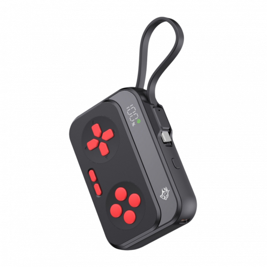 Porodo Gaming 10000mAh Gaming Design Power Bank Type-C USB A with Type-C Cable - Black/Red