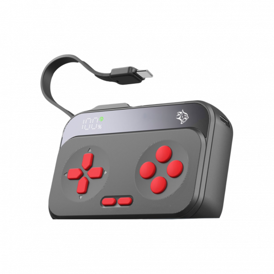 Porodo Gaming 10000mAh Gaming Design Power Bank Type-C USB A with Type-C Cable - Black/Red