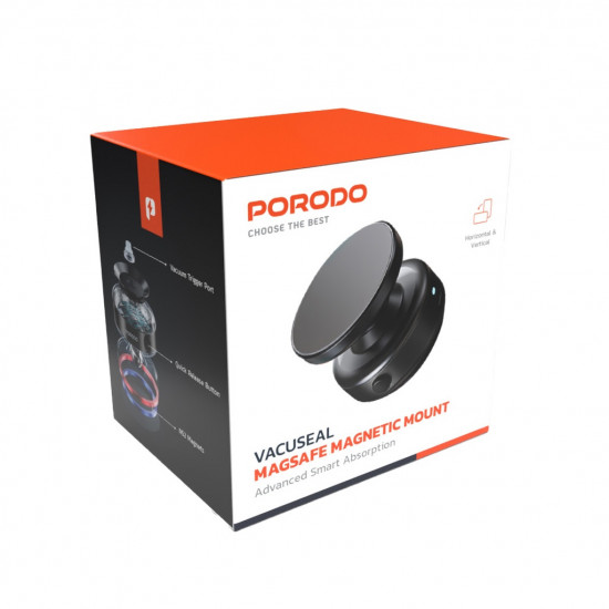 Porodo Auto Electric Suction Magsafe Mount - Black Porodo Auto Electric Suction Magsafe Mount - Black