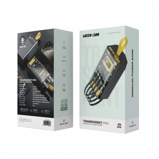 Green Lion Transparent Pro 30000mAh Power Bank Green Lion Transparent Pro 30000mAh Power Bank