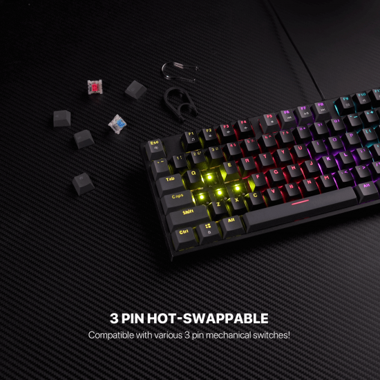 Fantech MK876V2 104 Wired Mechanical Keyboard - Black - Red Switch Fantech MK876V2 104 Wired Mechanical Keyboard - Black - Red Switch