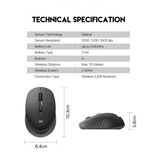 Fantech W609 Wireless Office mouse - Black Fantech W609 Wireless Office mouse - Black