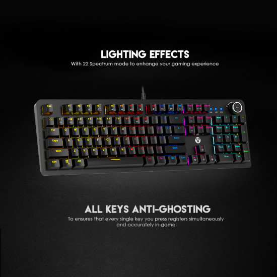 Fantech MK853 Wired Mechanical Keyboard - Black - Blue Switch Fantech MK853 Wired Mechanical Keyboard - Black - Blue Switch