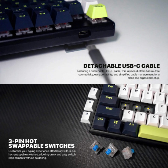 Fantech MK877S Wired Mechanical Keyboard - Blue - Red Switch Fantech MK877S Wired Mechanical Keyboard - Blue - Red Switch