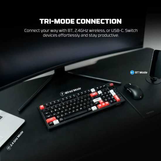 Fantech MK918 Wireless Mechanical Keyboard - Black - Red Switch Fantech MK918 Wireless Mechanical Keyboard - Black - Red Switch
