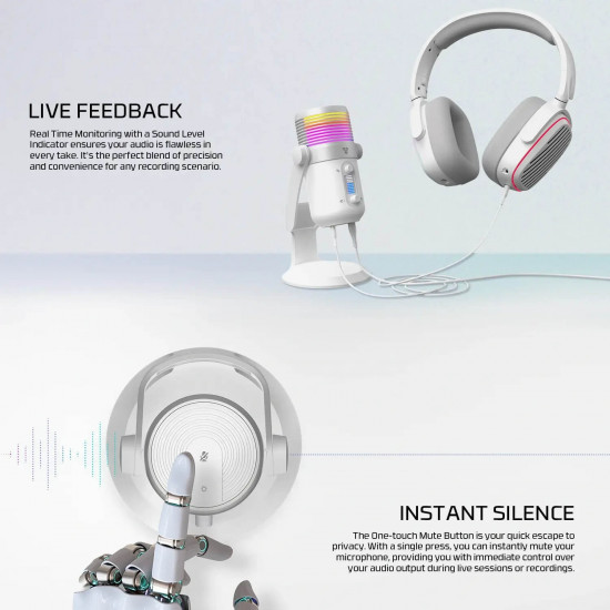 Fantech MCX03 Wired Condeser Microphone - White Fantech MCX03 Wired Condeser Microphone - White